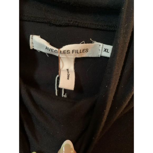 NWT Avec Les Filles Black Mock Neck and Open Back Top Size XL - Picture 3 of 4